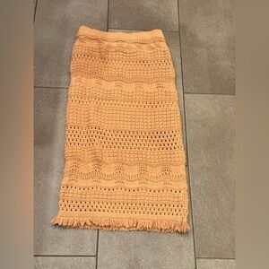 House of Harlow Size Small Camel Tan Crochet Midi Skirt
